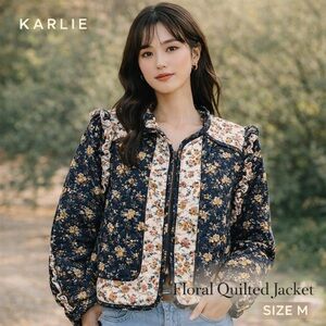 Karlie Quilted Jacket Corduroy Floral Boho Cottagecore Jacket Size M
